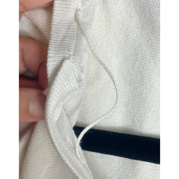 WHITE HOUSE BLACK MARKET Studded Floral Lace Overlay Ivory Thin Knit Sweater Top - Picture 13 of 13